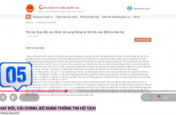 THAY ĐỔI, CẢI CHÍNH, BỔ SUNG THÔNG TIN HỘ TỊCH